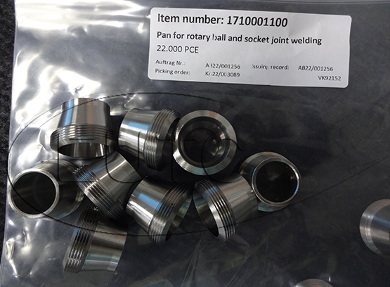 Ball joint socket Da=19mm for ball swivel joint (foam cleaning) for welding on - aseptic version DN 15- special FAR connection: Di=15mm - t=1,5mm for welding on - thread: M26 x 1 material: 1.