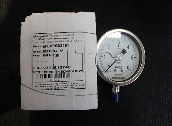 Đồng hồ đo áp suất cảm biến Bourdon Model: BSPG-V-100-S4S-S6S-S6S-S4S-T06BPM-(0-6)-BAR-L