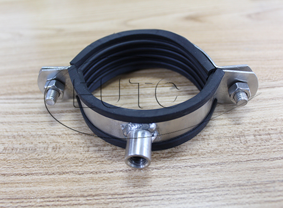 Pipe hanging clamp has 304, D76 stainless steel rubber gasket