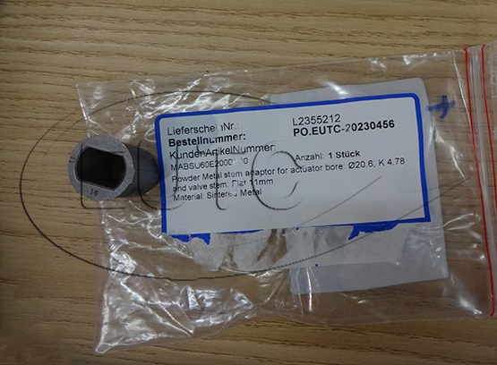 Powder Metal stem adaptor for actuator bore: Ø20.6, K 4.78 and valve stem: Flat 11mm